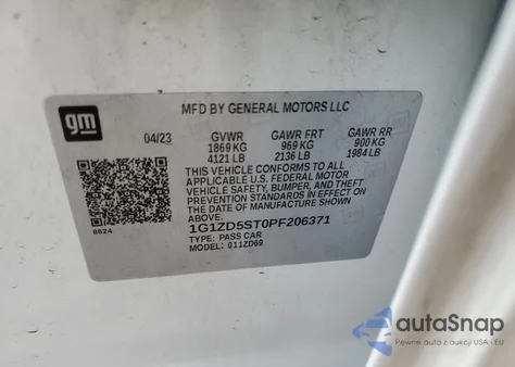 2023 Chevrolet Malibu Lt из США, поврежденный, VIN 1G1ZD5ST0PF206371